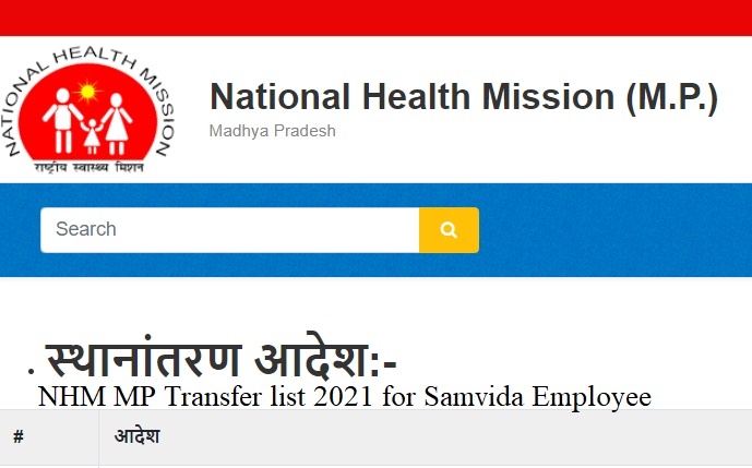 NHM MP Transfer list 2021 for Samvida Employee