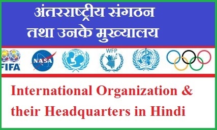  International Organization and their Headquarters in Hindi 