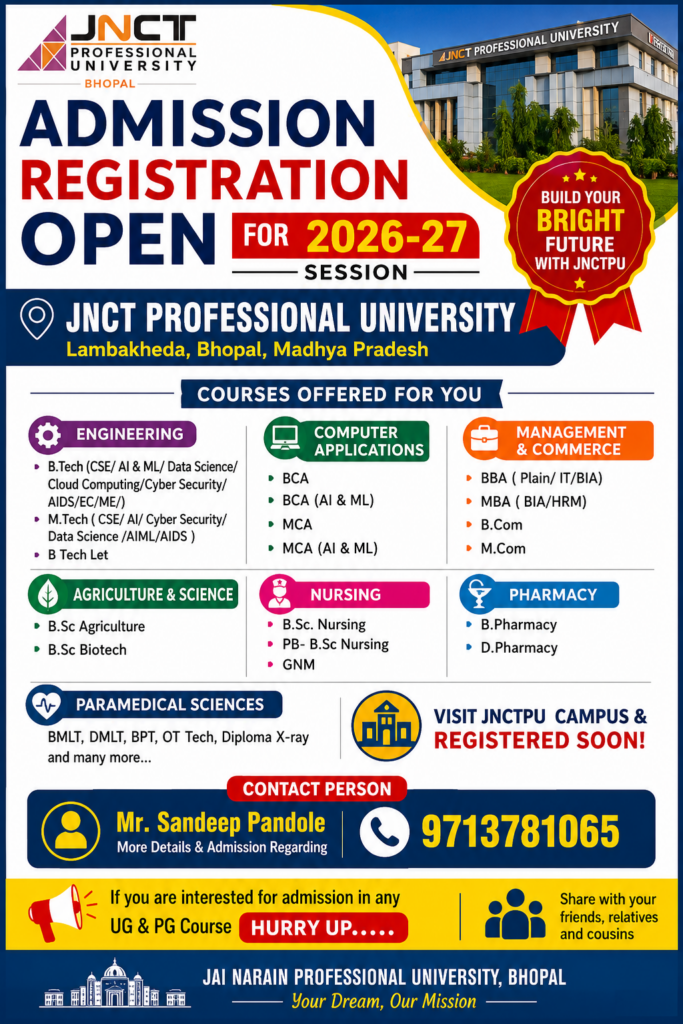 JNCT Professional University Admission 2026-27